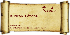 Kudron Lóránt névjegykártya